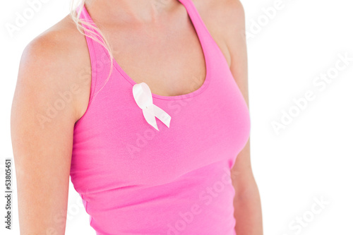 Wallpaper Mural Woman wearing pink top and ribbon for breast cancer Torontodigital.ca