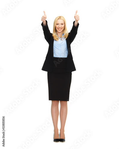 young businesswoman with thumbs up