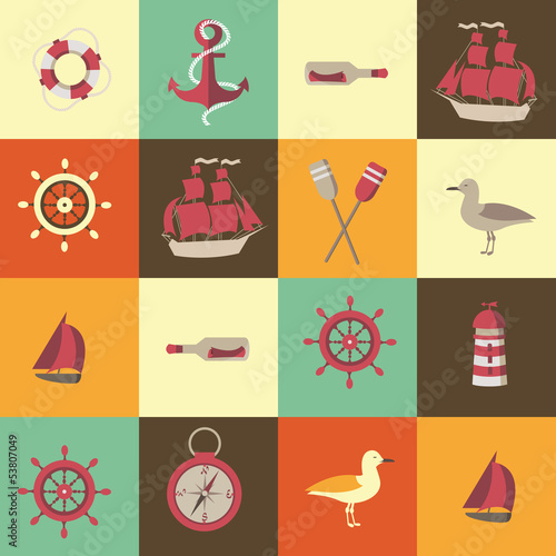 navigation seamless background with sea elements