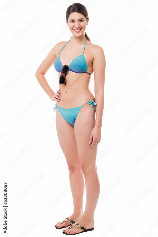 bemærkede ikke Perle Måne Sexy bikini model, full length studio shot Stock-foto | Adobe Stock