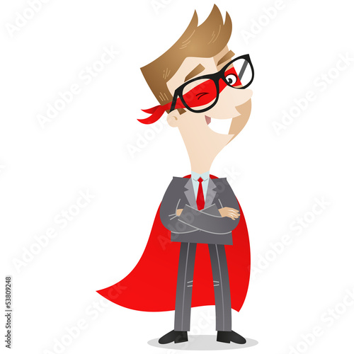 Businessman, Superhero, standing, smiling, arms folded