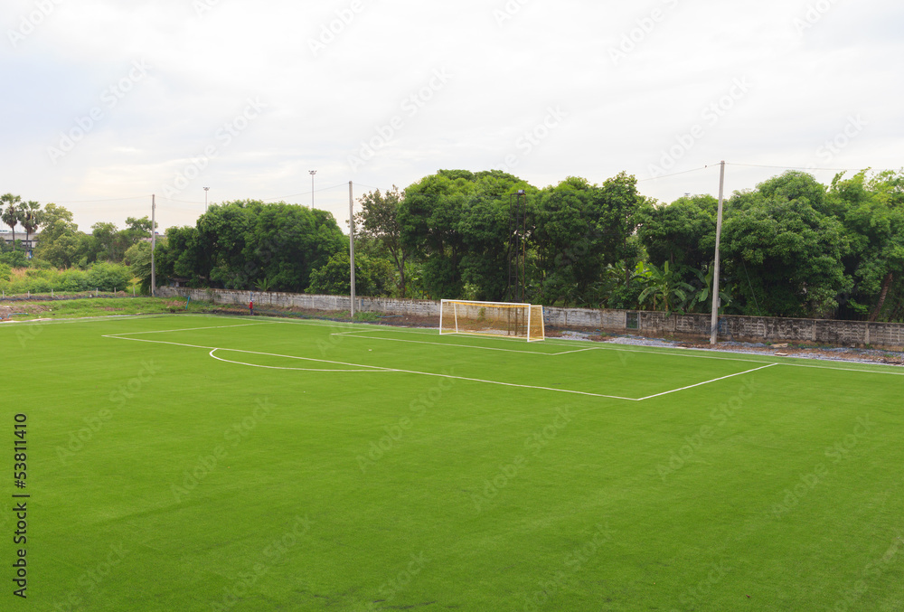 Artificial grass soccer field