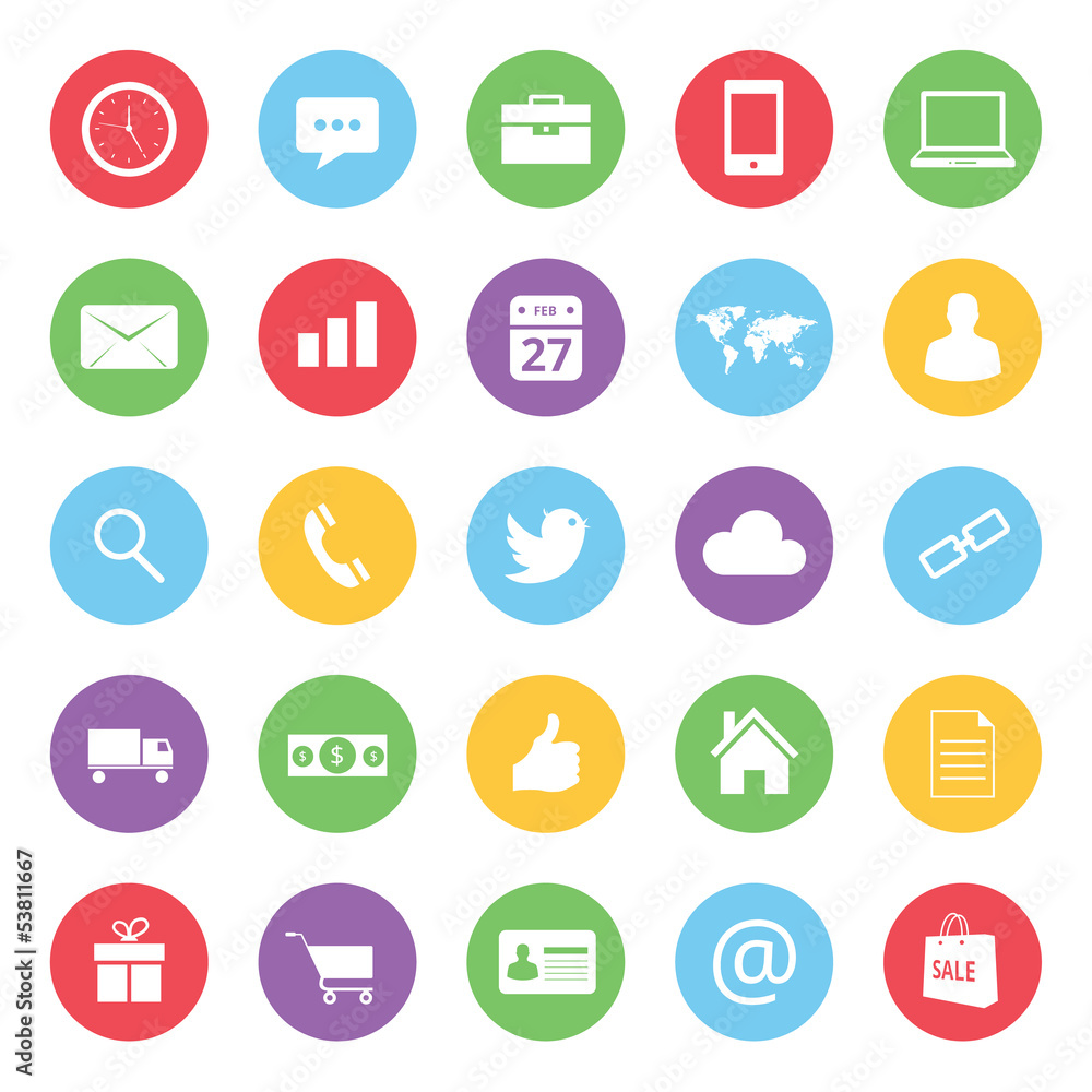 colorful business and ecommerce icons set colorful business and ecommerce icons set