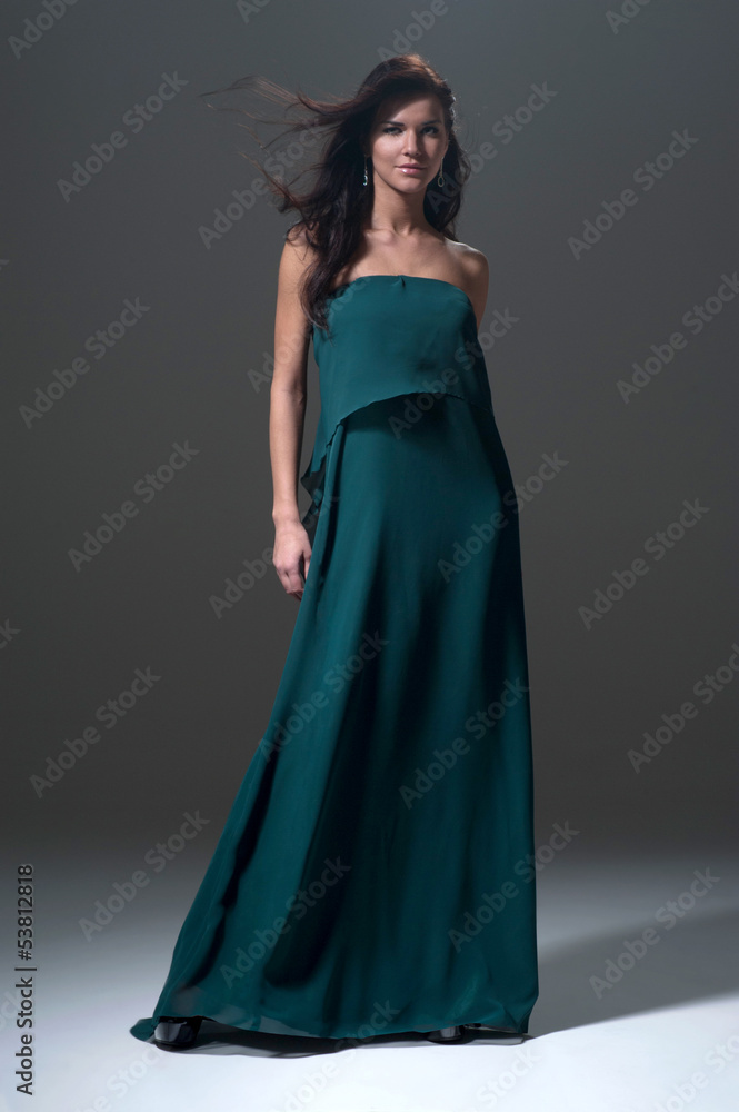 Woman in green evening dress Woman in green evening dress