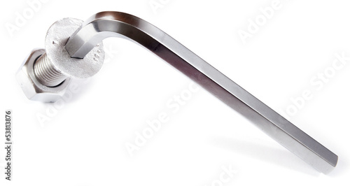 Allen bolt/drive and allen wrench on white background