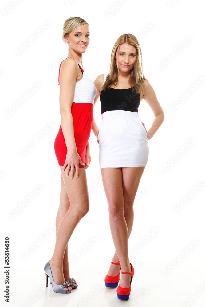 Two sexy women wearing mini skirts Two sexy women wearing mini skirts