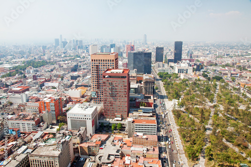 Aereal view of Mexico city and the Palacio of Bellas artes