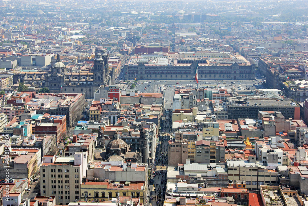 Aerial view of Zocalo, Mexico City