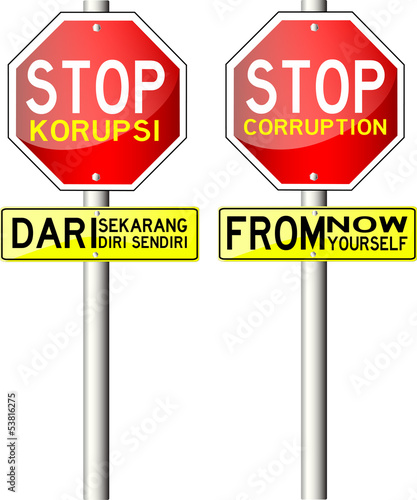 Traffic Sign, with text Stop Corruption