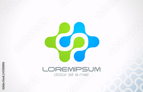 Logo technology molecule and electric science abstract vector.