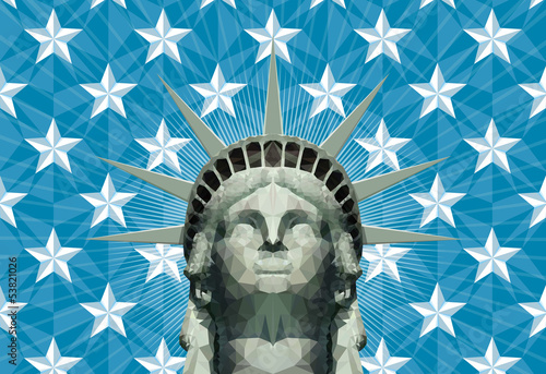 statue of liberty head in geometric triangles