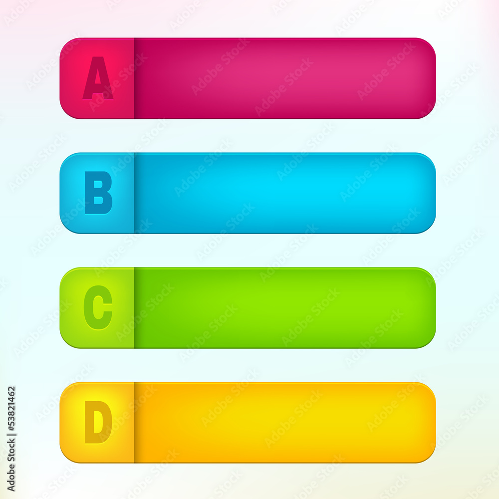 Vector paper labels with letters A, B, C, D Vector paper labels with letters A, B, C, D