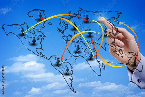 Virtual map of an international social network