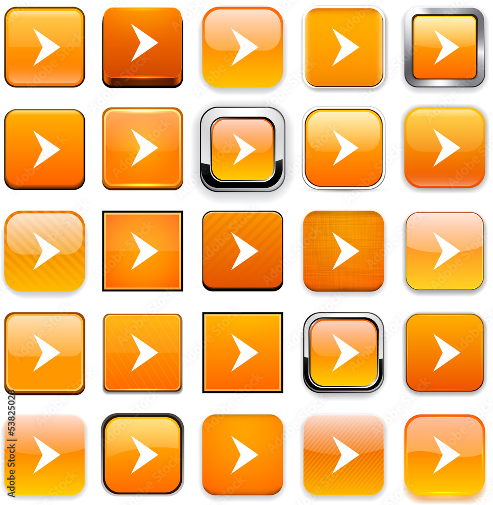 Square orange arrow icons. Square orange arrow icons.