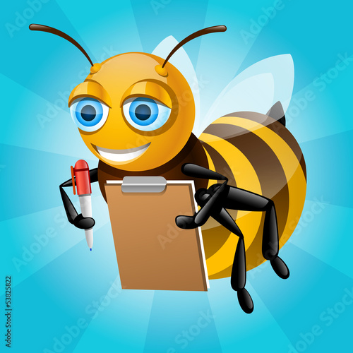 honey bee writes on paper