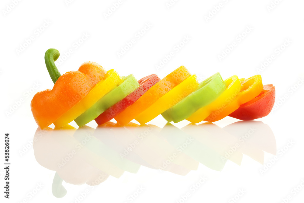 Slices of Pepper / Original horizontal border with water's drop Slices of Pepper / Original horizontal border with water's drop