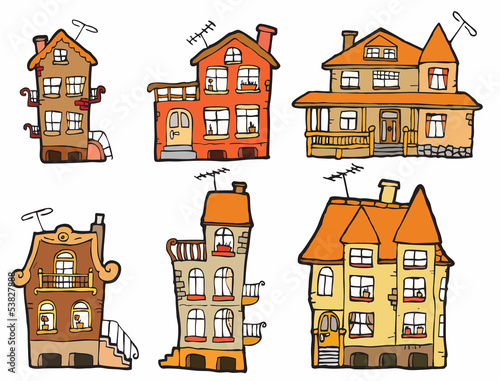 6 vector cartoon houses (colors)