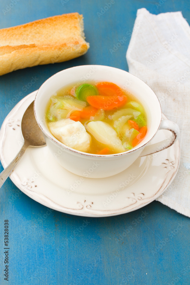 Fish soup in bowl Fish soup in bowl