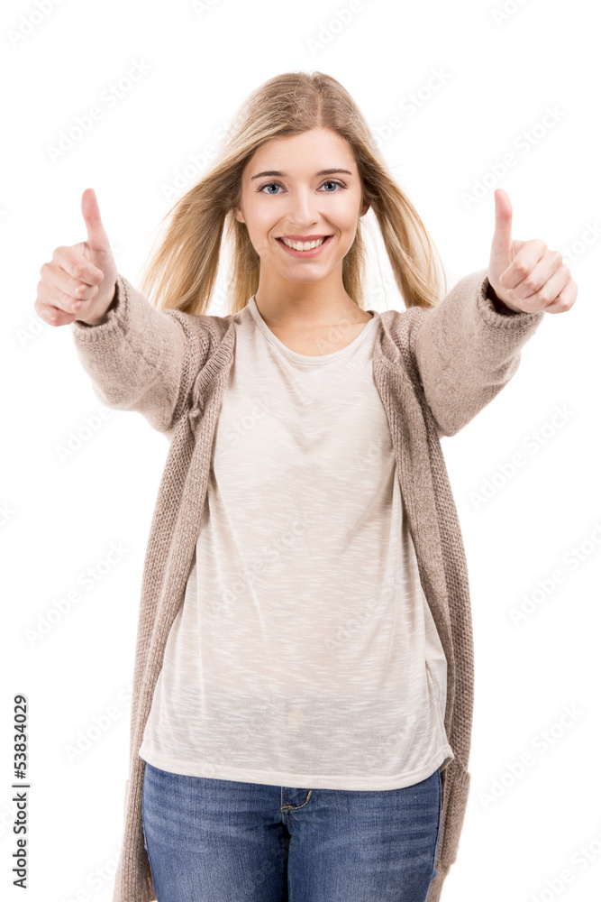 Beautiful girl with thumbs up Beautiful girl with thumbs up