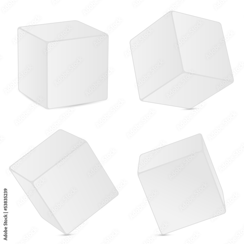 set of cubes of white color on a white background set of cubes of white color on a white background