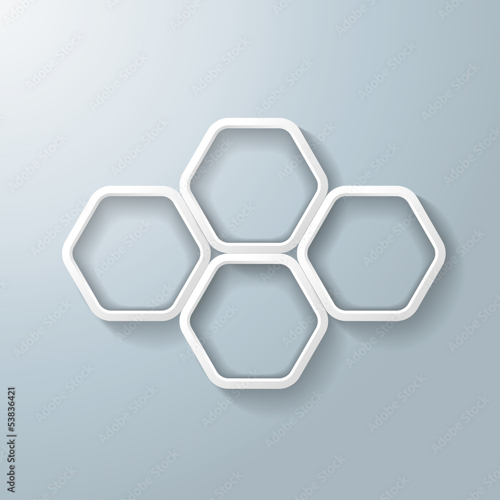 Four White Hexagon Rings Infographic
