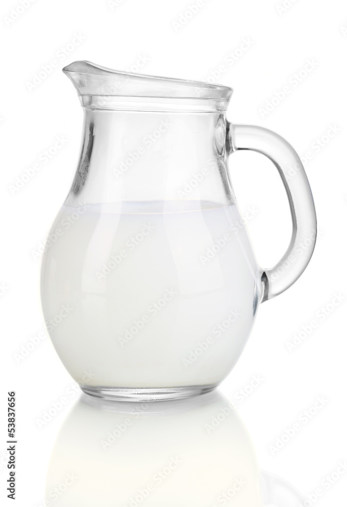 Milk in jug isolated on white