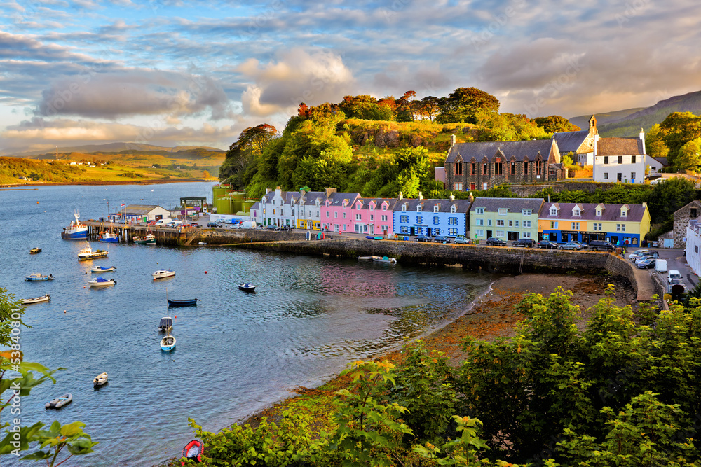 Fototapeta premium view on Portree, Isle of Skye, Scotland