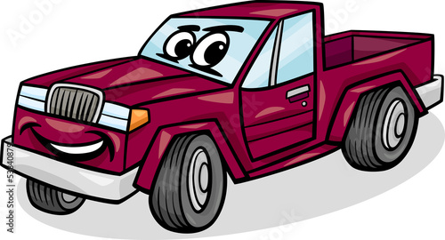 pickup car character cartoon illustration