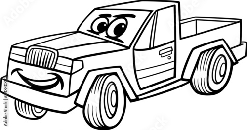 pickup car cartoon coloring page