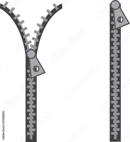 Isolated zipper open and closed