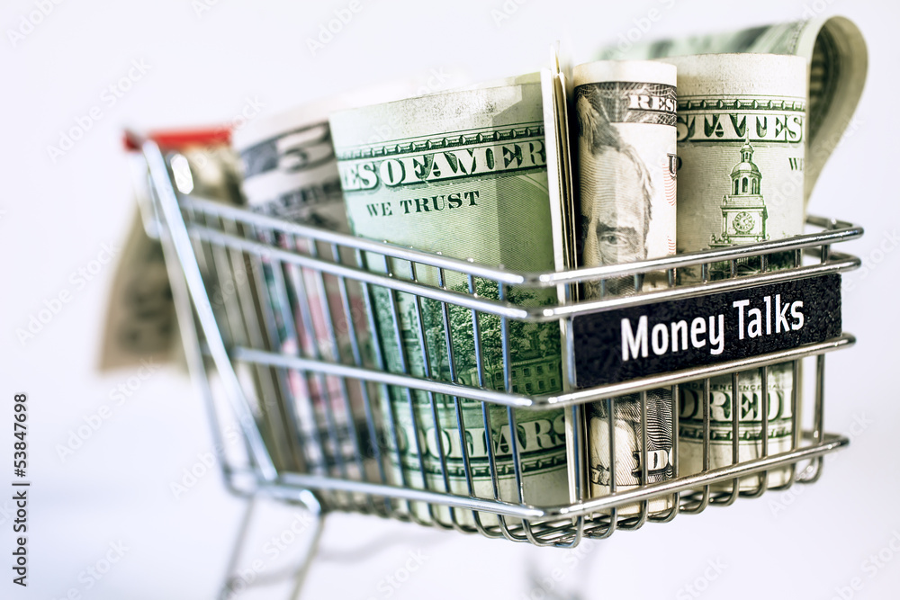 shopping trolley full dollar bill, greenback shopping trolley full dollar bill, greenback