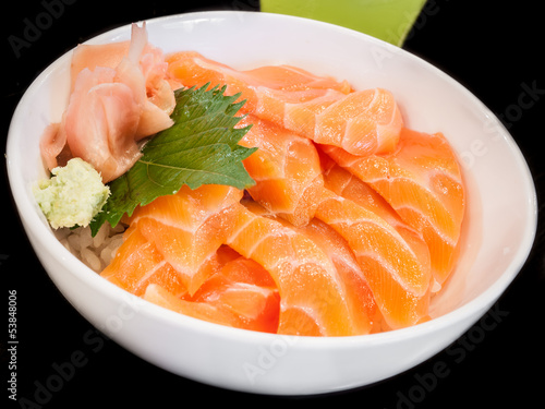 Bowl of salmon sashimi