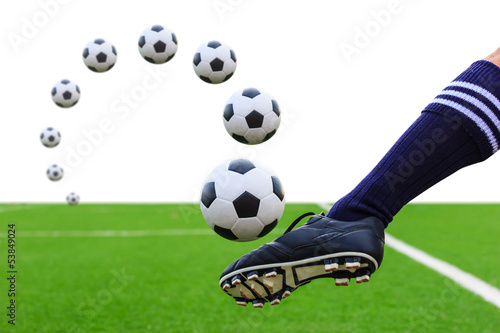 foot kicking soccer ball isolated © tungphoto