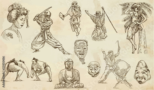 Japan - Hand drawn illustrations converted into vectors