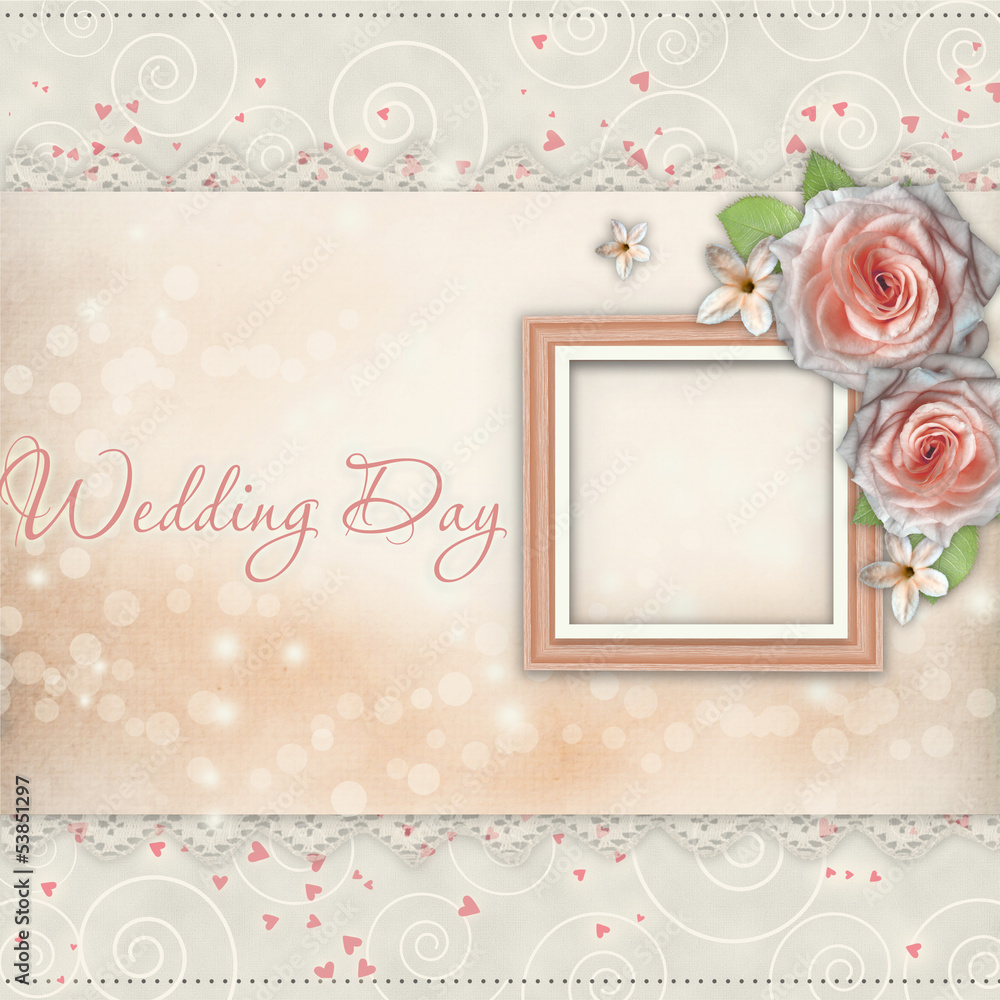 Wedding Day Card  for congratulation with roses