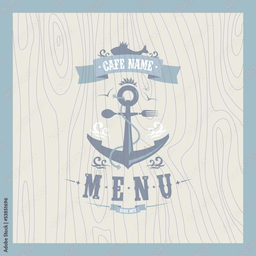 Retro restaurant seafood menu card design