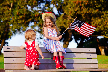 Smiling child celebrating 4th july - Independence Day