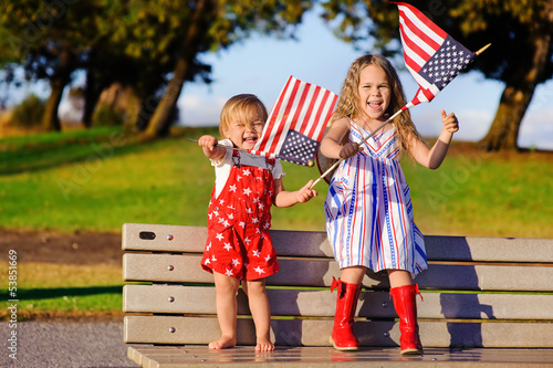 Smiling child celebrating 4th july - Independence Day