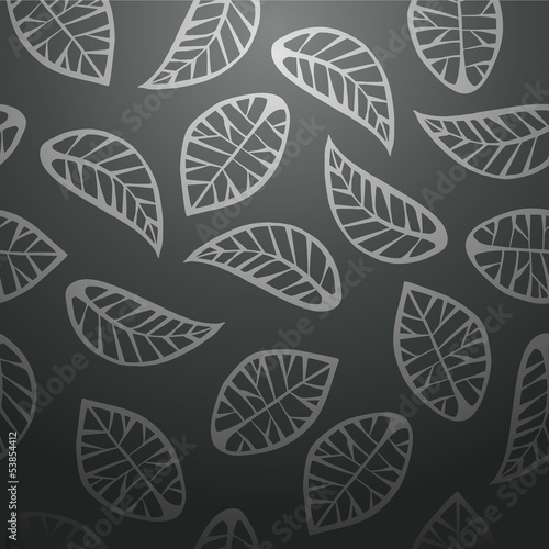 Seamless black leaves background