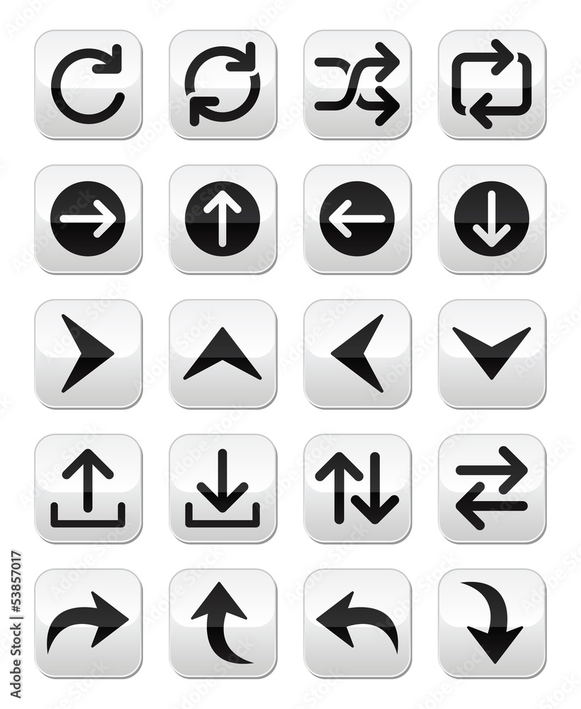 Arrow vector button sets isolated on white Arrow vector button sets isolated on white