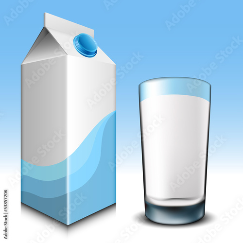 Milk carton with glass