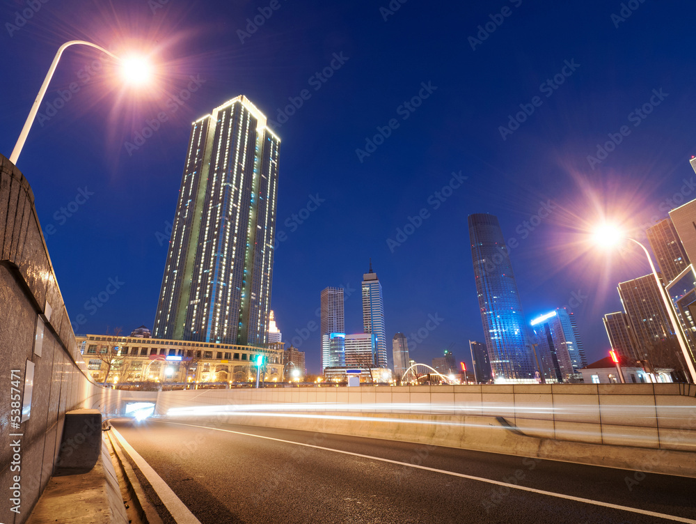 modern city at night ,tianjin