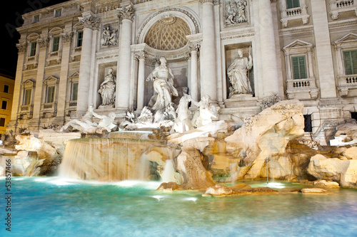 Italy. Rome. Fountain of Trevi at night..