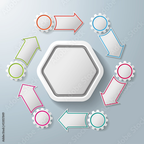 Gears With Arrows Hexagon Cycle