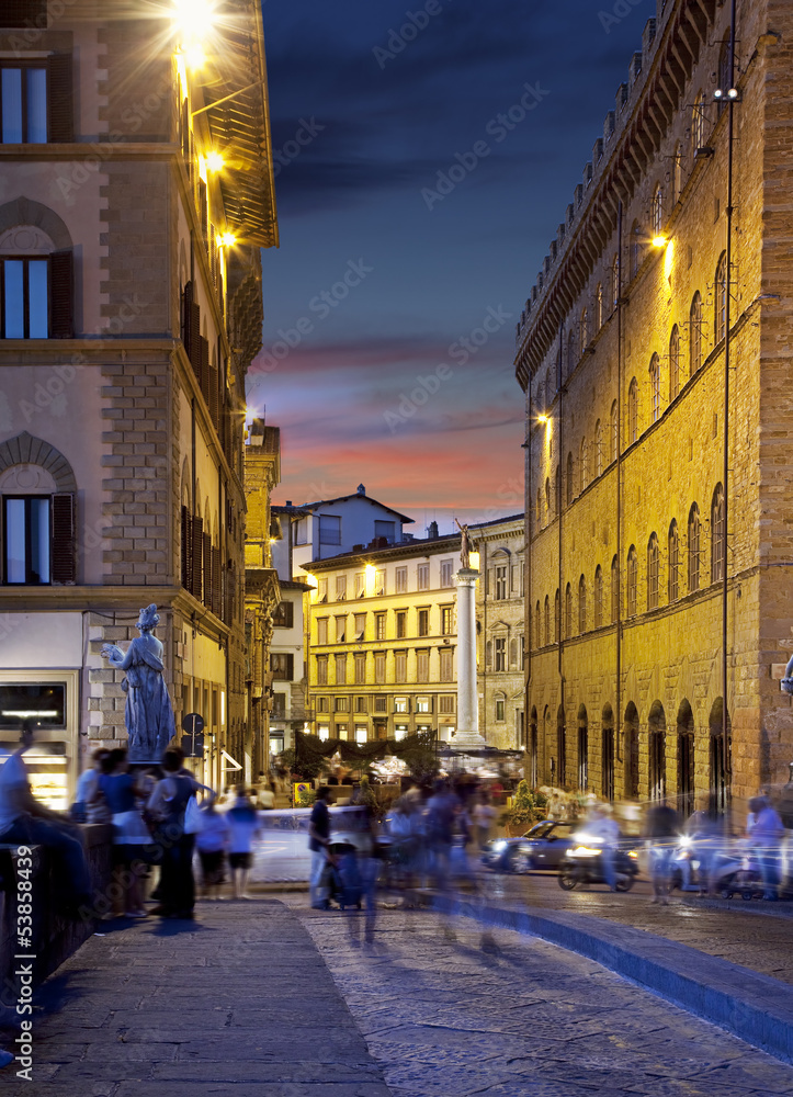 Night streets of Florence, Italy
