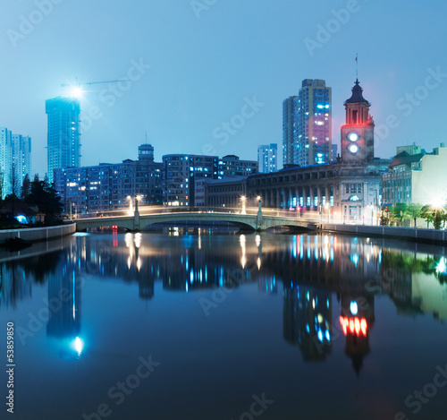 beautiful shanghai skyline at night,China .