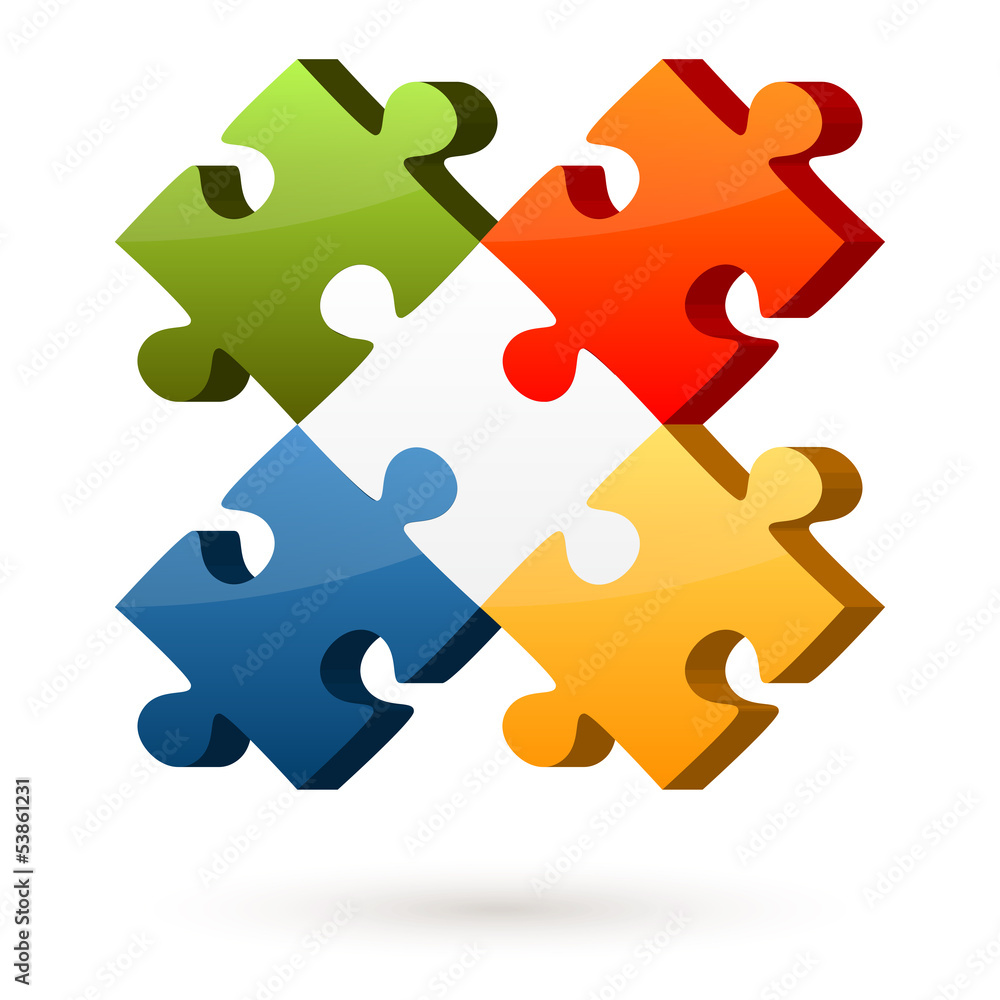 Puzzle 3D - 4 Optionen mit Mittelpunkt Puzzle 3D - 4 Optionen mit Mittelpunkt