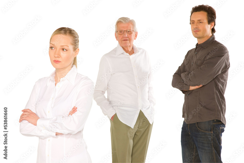 husband wife father in law standing on white background husband wife father in law standing on white background