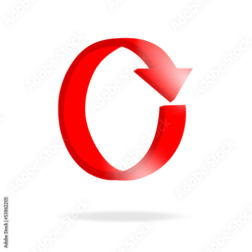 3d circular red arrow or recycling and bright