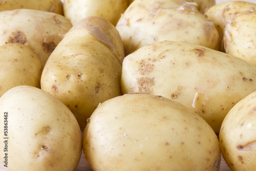 Close up image of Jersey Royal new potatoes Close up image of Jersey Royal new potatoes